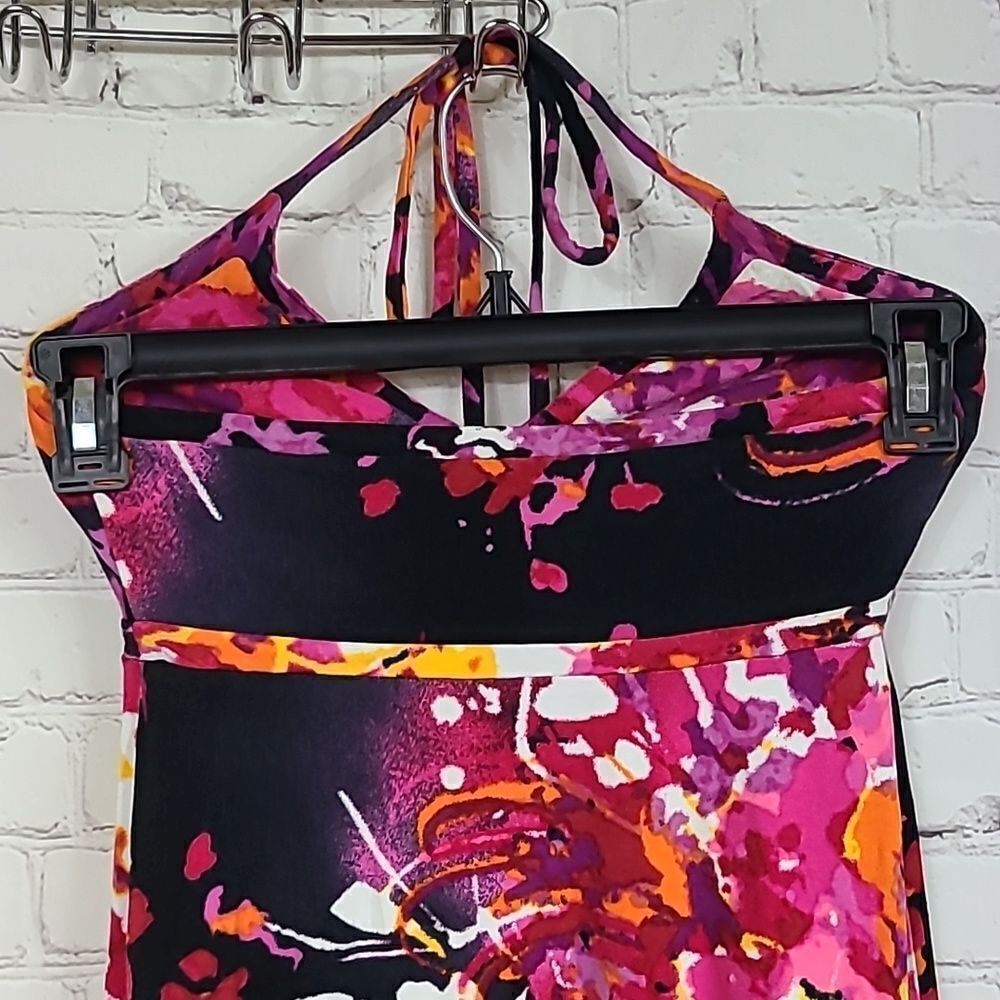 Express Halter Dress XS Colorful Floral Babydoll Mini Sundress Open Back - Picture 9 of 10